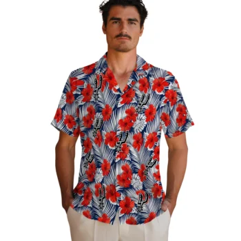 san antonio spurs hibiscus fiesta red royal blue hawaiian shirts fashion forward