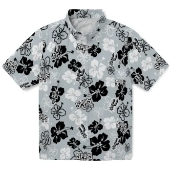 san antonio spurs hibiscus bloom silver hawaiian shirts best selling