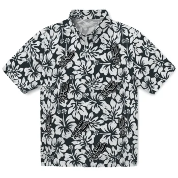 san antonio spurs hibiscus motif silver white hawaiian shirts best selling