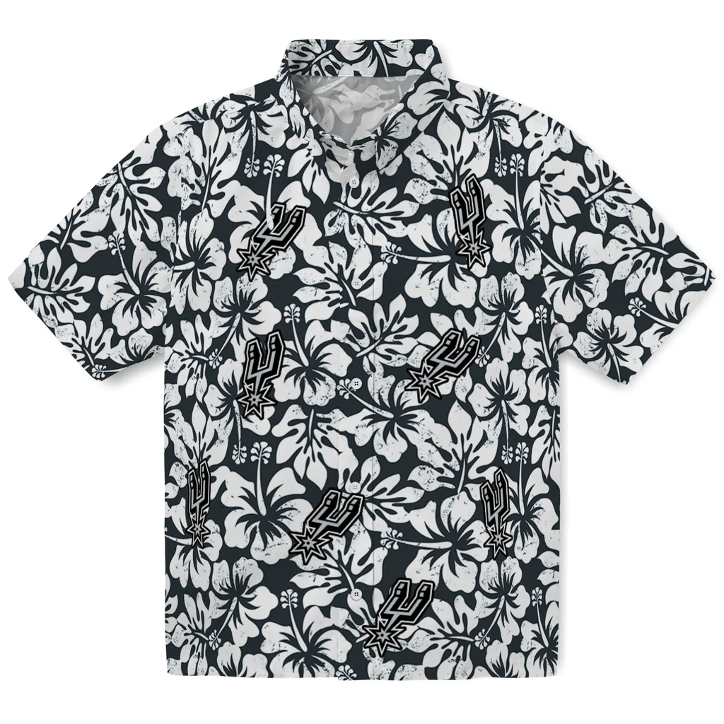 San Antonio Spurs Hawaiian Shirt - Hibiscus Motif san antonio spurs hibiscus motif silver white hawaiian shirts best selling
