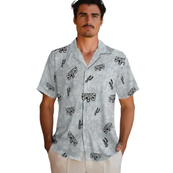 san antonio spurs hibiscus oasis silver hawaiian shirts fashion forward