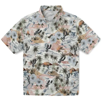 san antonio spurs hibiscus seaside white hawaiian shirts best selling