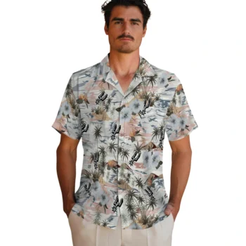 san antonio spurs hibiscus seaside white hawaiian shirts fashion forward