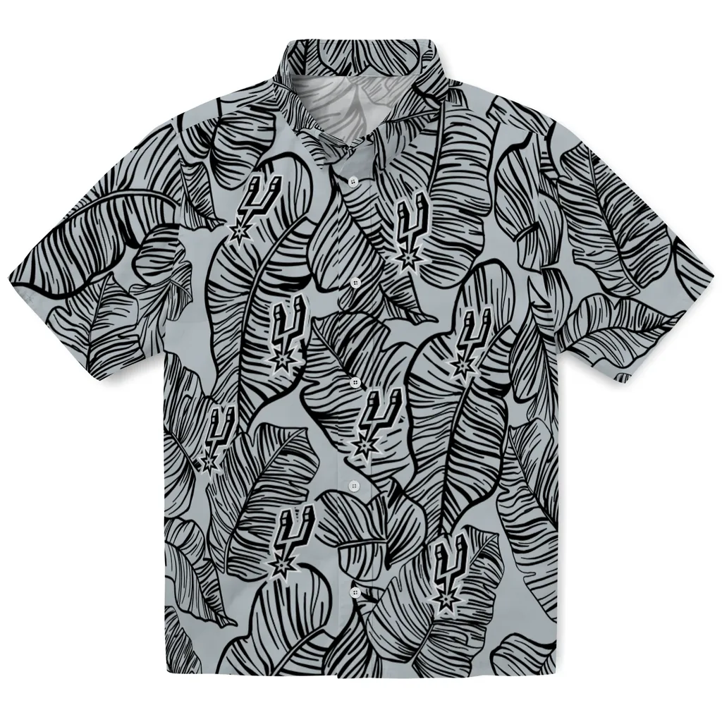 San Antonio Spurs Hawaiian Shirt - Leaf Outline san antonio spurs leaf outline silver hawaiian shirts best selling
