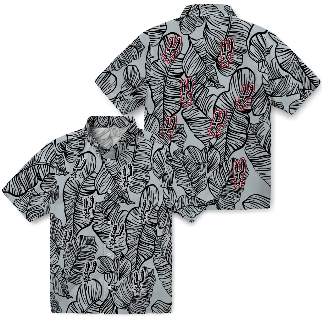 San Antonio Spurs Hawaiian Shirt - Leaf Outline san antonio spurs leaf outline silver hawaiian shirts high quality