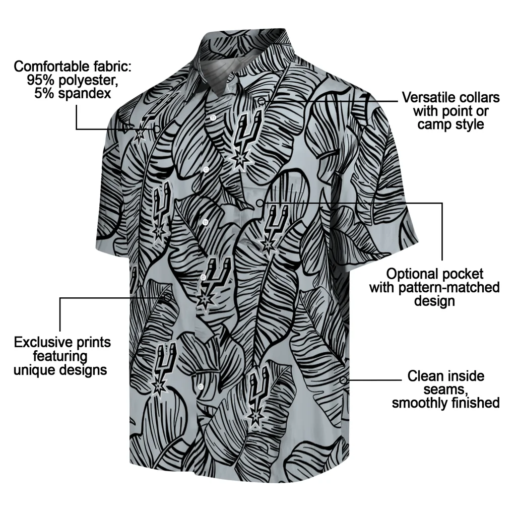 San Antonio Spurs Hawaiian Shirt - Leaf Outline san antonio spurs leaf outline silver hawaiian shirts new arrival