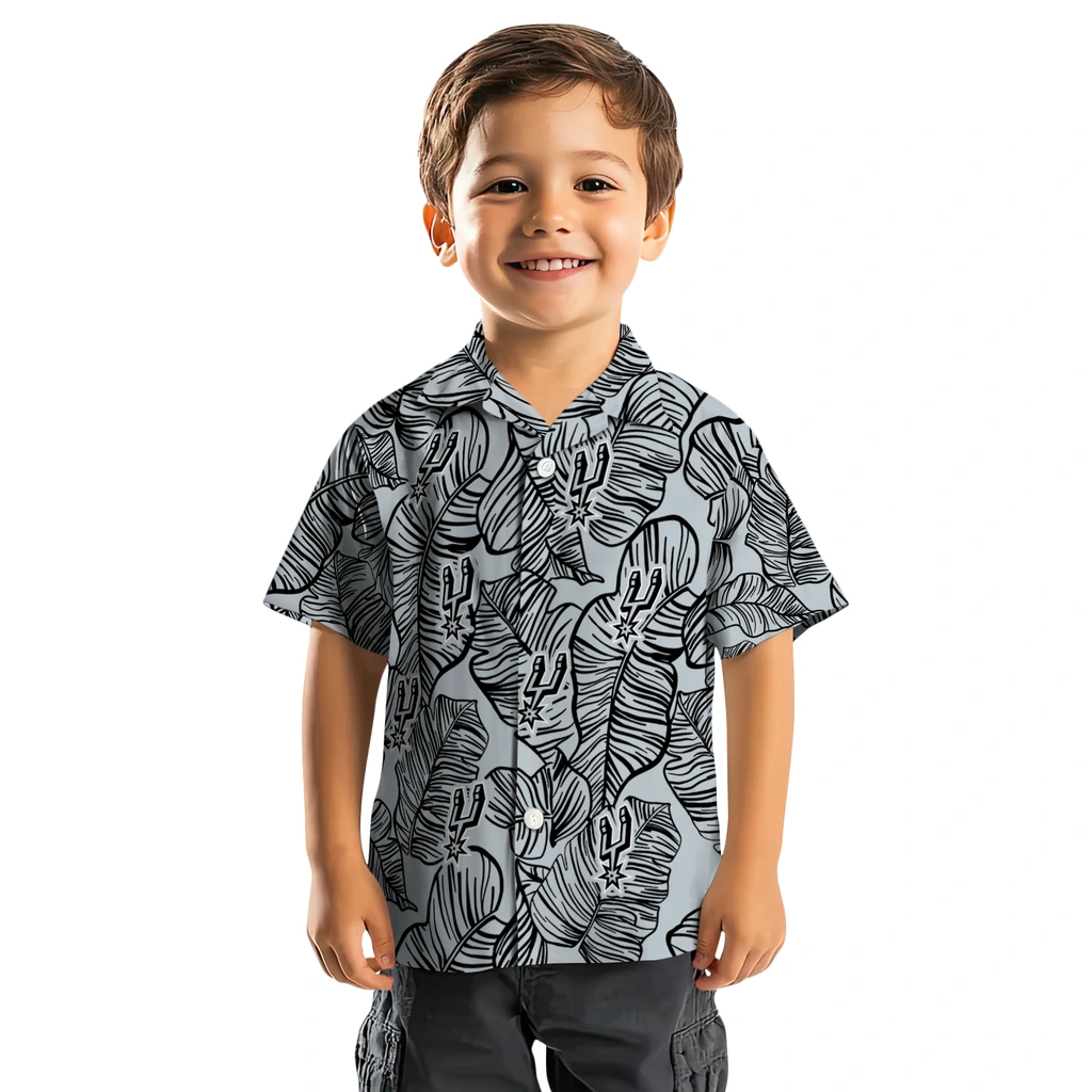 San Antonio Spurs Hawaiian Shirt - Leaf Outline san antonio spurs leaf outline silver hawaiian shirts top rated