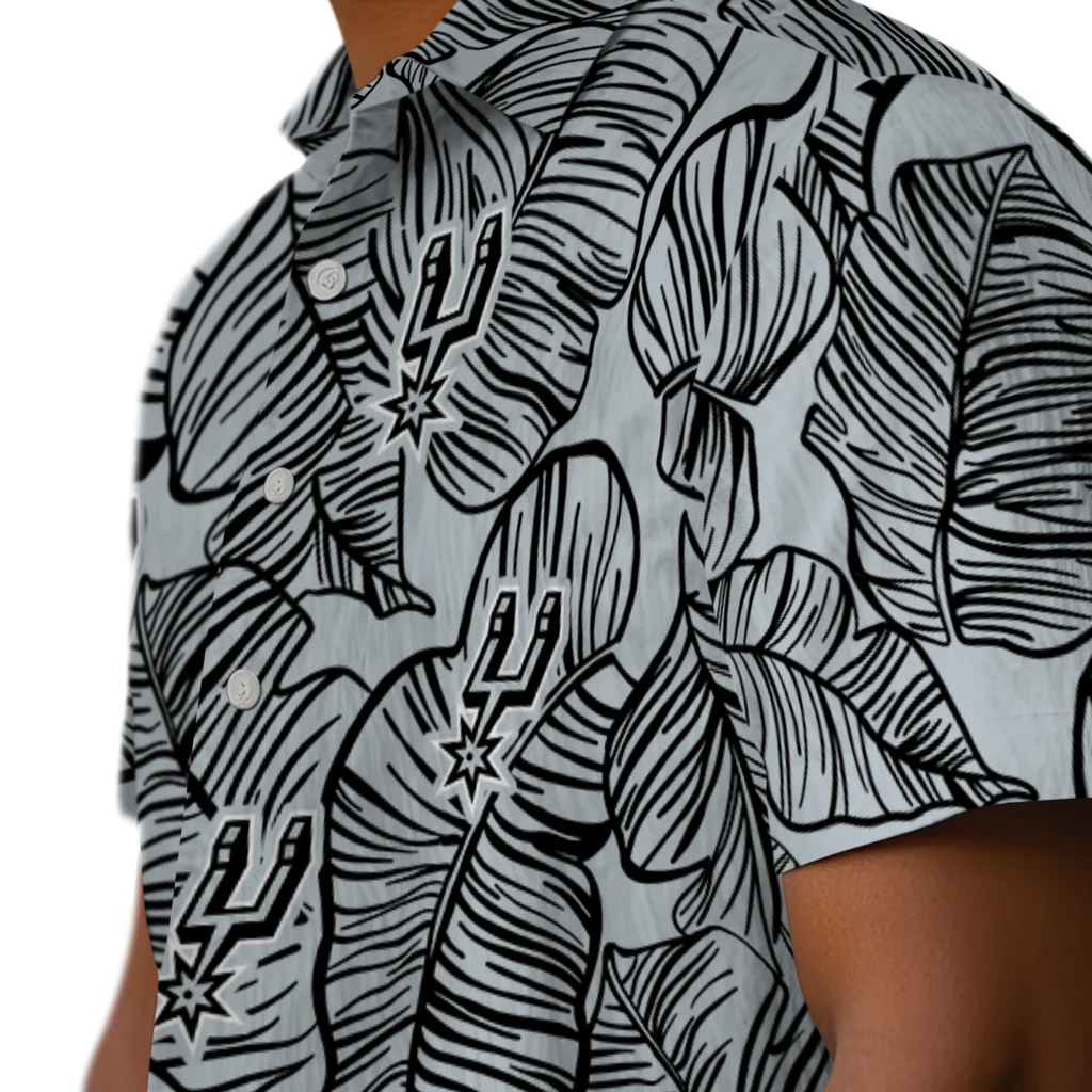 San Antonio Spurs Hawaiian Shirt - Leaf Outline san antonio spurs leaf outline silver hawaiian shirts trendy