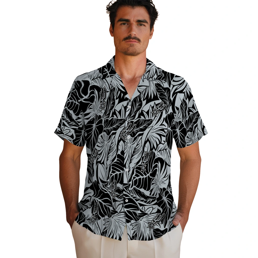 San Antonio Spurs Hawaiian Shirt - Monstera Layer san antonio spurs monstera layer silver hawaiian shirts fashion forward