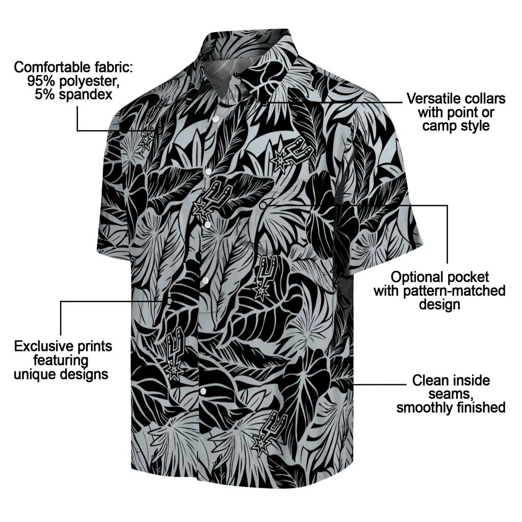 San Antonio Spurs Hawaiian Shirt - Monstera Layer san antonio spurs monstera layer silver hawaiian shirts new arrival