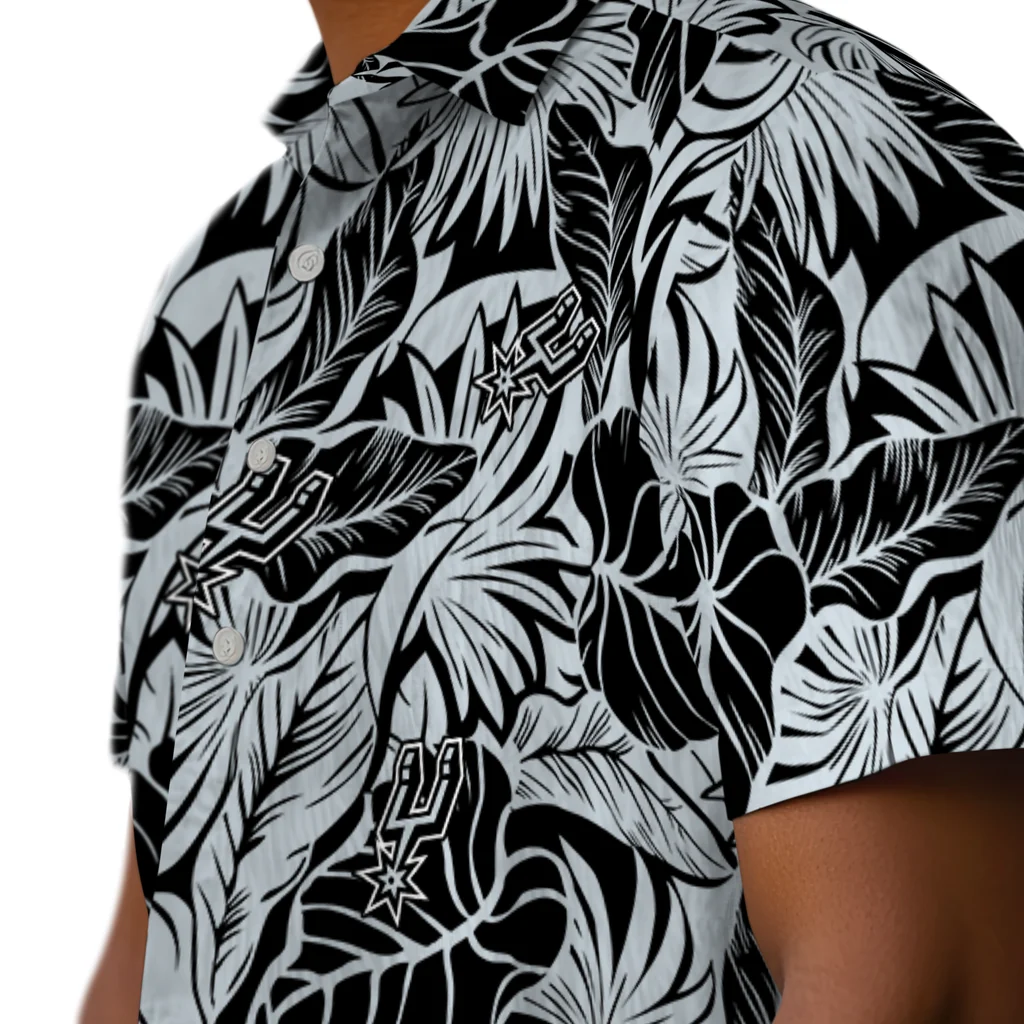 San Antonio Spurs Hawaiian Shirt - Monstera Layer san antonio spurs monstera layer silver hawaiian shirts trendy