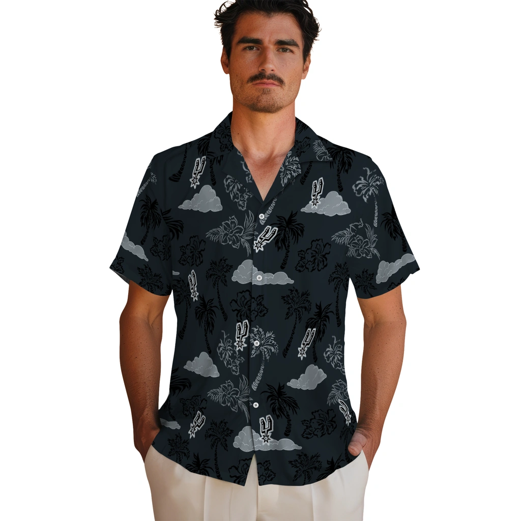 San Antonio Spurs Hawaiian Shirt - Palm And Clouds san antonio spurs palm and clouds silver hawaiian shirts fashion forward