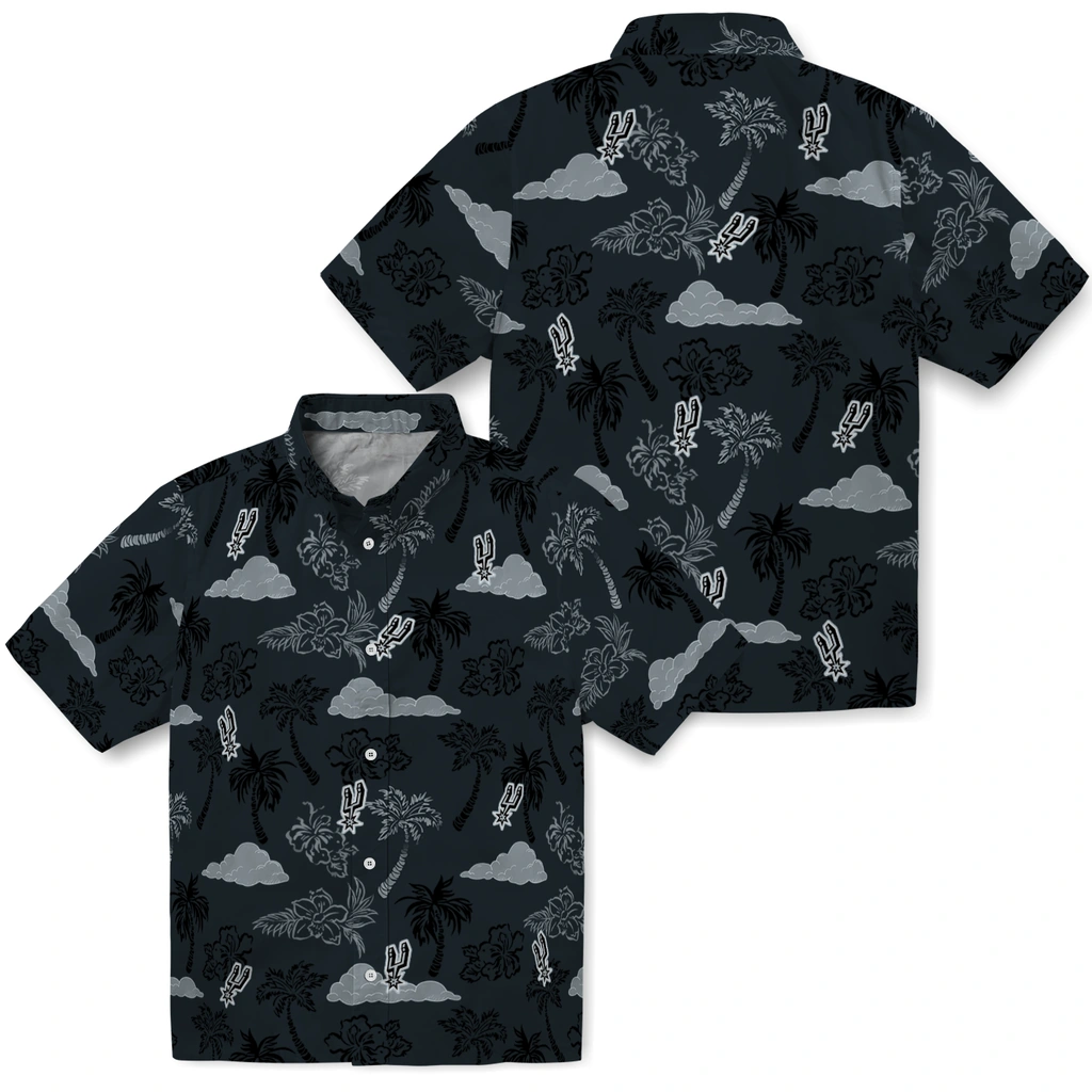San Antonio Spurs Hawaiian Shirt - Palm And Clouds san antonio spurs palm and clouds silver hawaiian shirts high quality