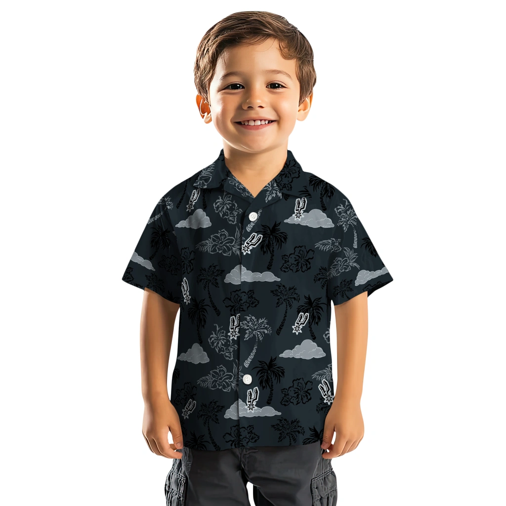 San Antonio Spurs Hawaiian Shirt - Palm And Clouds san antonio spurs palm and clouds silver hawaiian shirts top rated