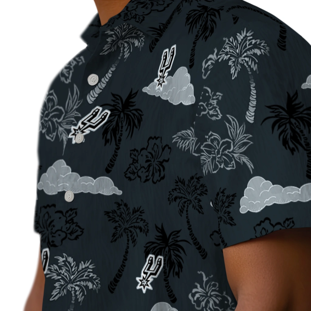 San Antonio Spurs Hawaiian Shirt - Palm And Clouds san antonio spurs palm and clouds silver hawaiian shirts trendy