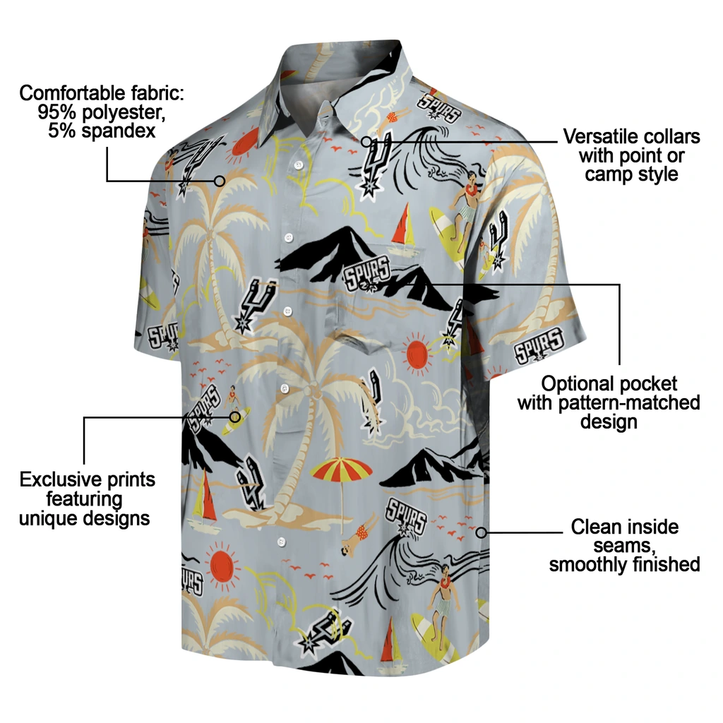 San Antonio Spurs Hawaiian Shirt - Palm Tree Island san antonio spurs palm tree island silver hawaiian shirts new arrival