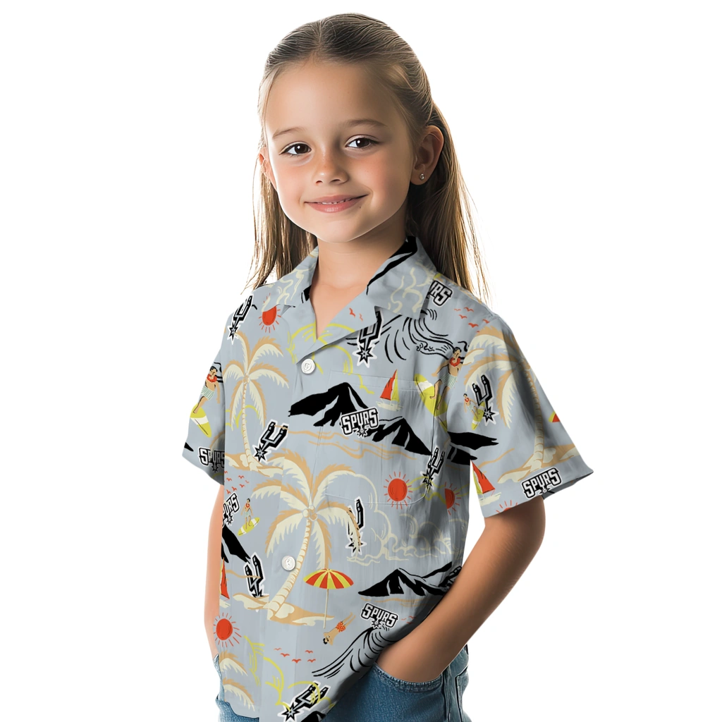 San Antonio Spurs Hawaiian Shirt - Palm Tree Island san antonio spurs palm tree island silver hawaiian shirts premium grade