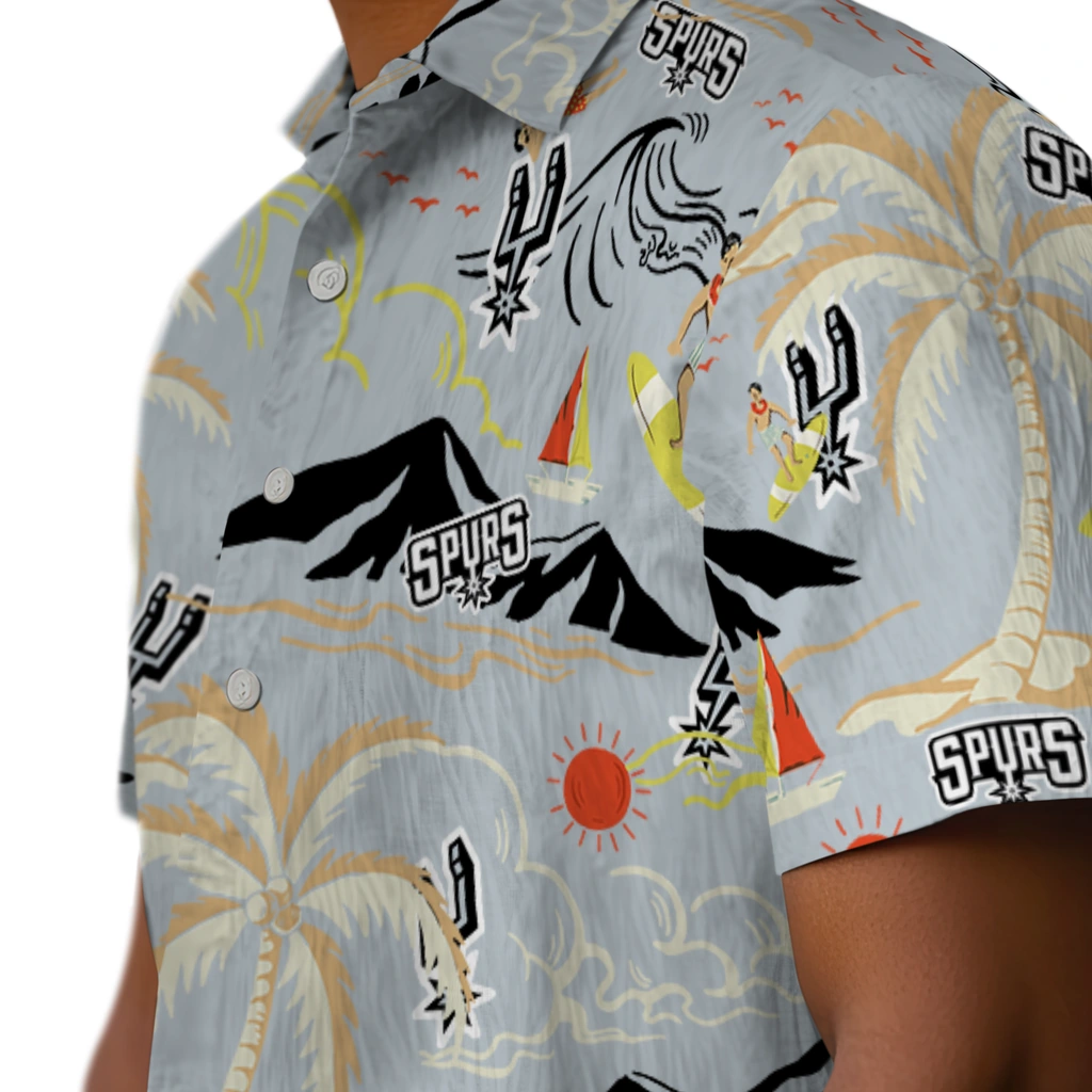 San Antonio Spurs Hawaiian Shirt - Palm Tree Island san antonio spurs palm tree island silver hawaiian shirts trendy