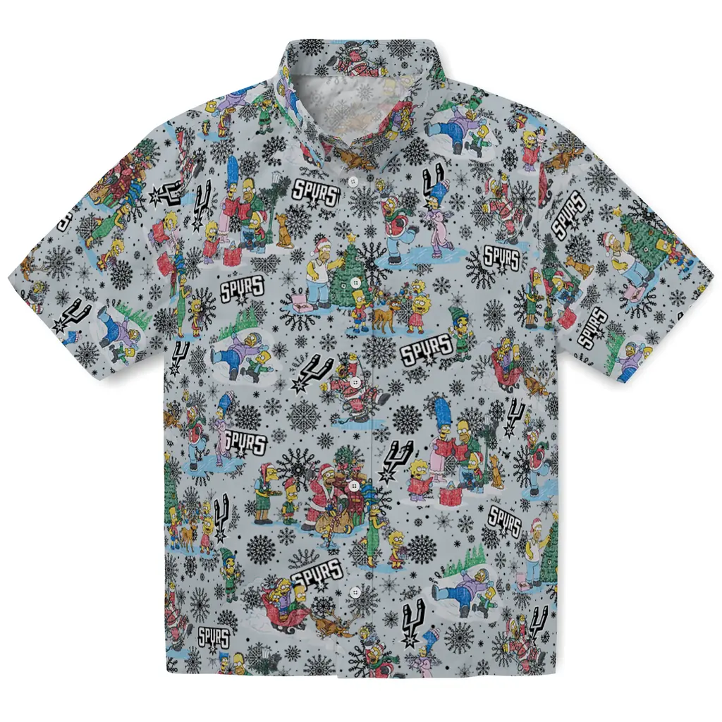 San Antonio Spurs Hawaiian Shirt - Simpsons Christmas san antonio spurs simpsons christmas silver hawaiian shirts best selling