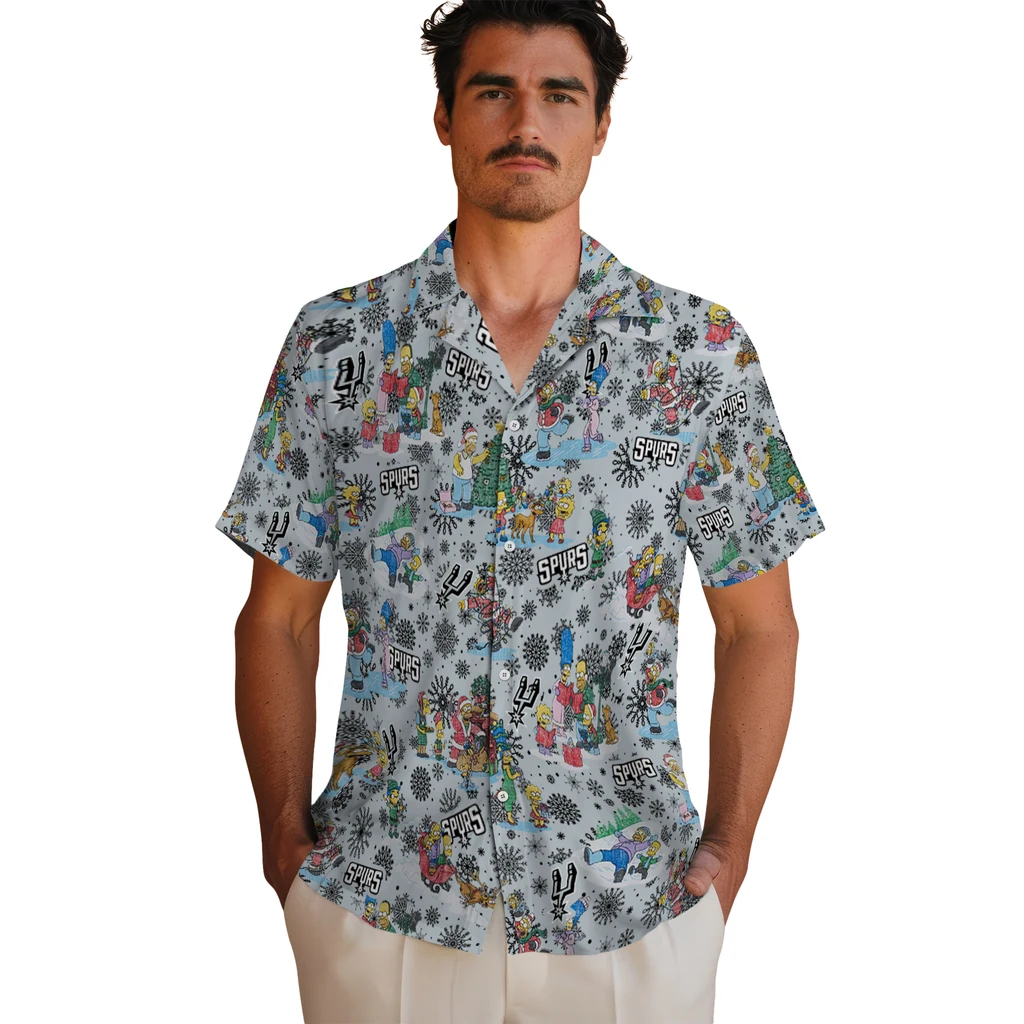 San Antonio Spurs Hawaiian Shirt - Simpsons Christmas san antonio spurs simpsons christmas silver hawaiian shirts fashion forward