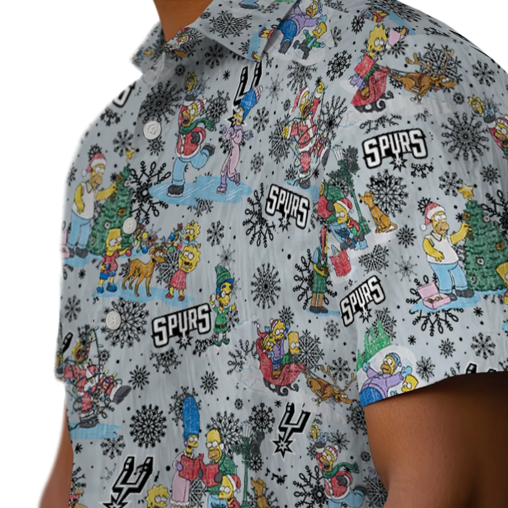 San Antonio Spurs Hawaiian Shirt - Simpsons Christmas san antonio spurs simpsons christmas silver hawaiian shirts trendy