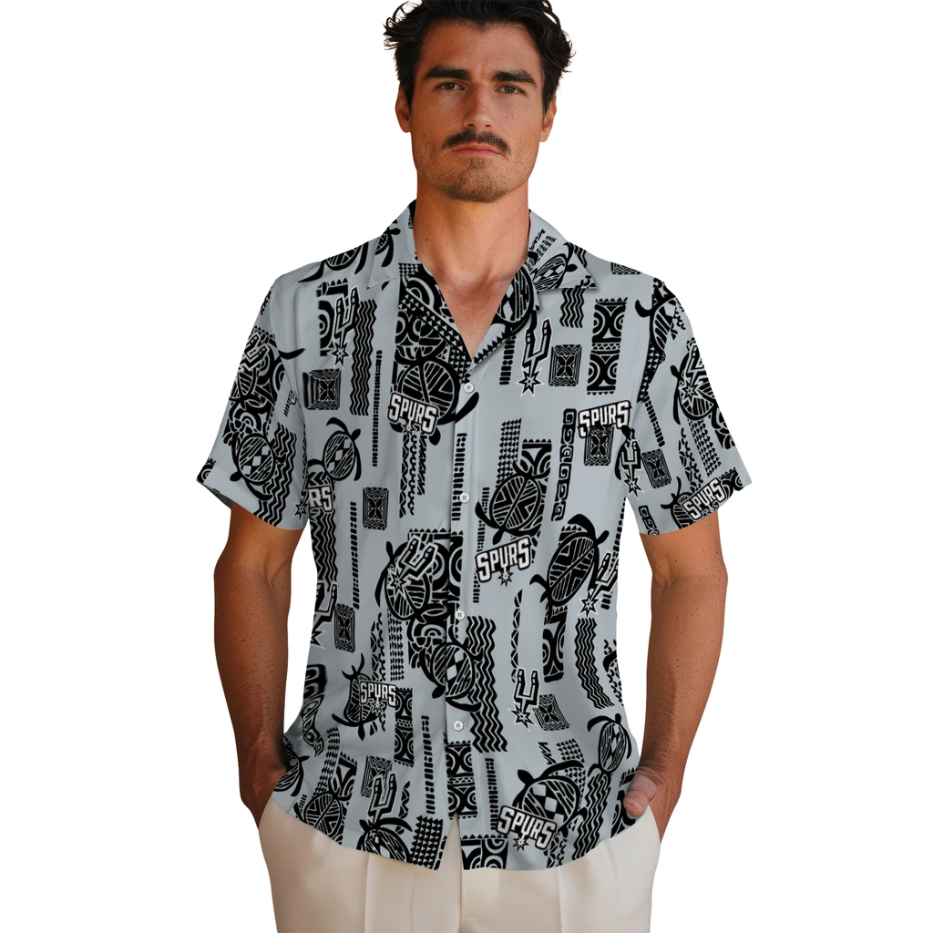 San Antonio Spurs Hawaiian Shirt - Turtle Lines san antonio spurs turtle lines silver hawaiian shirts fashion forward