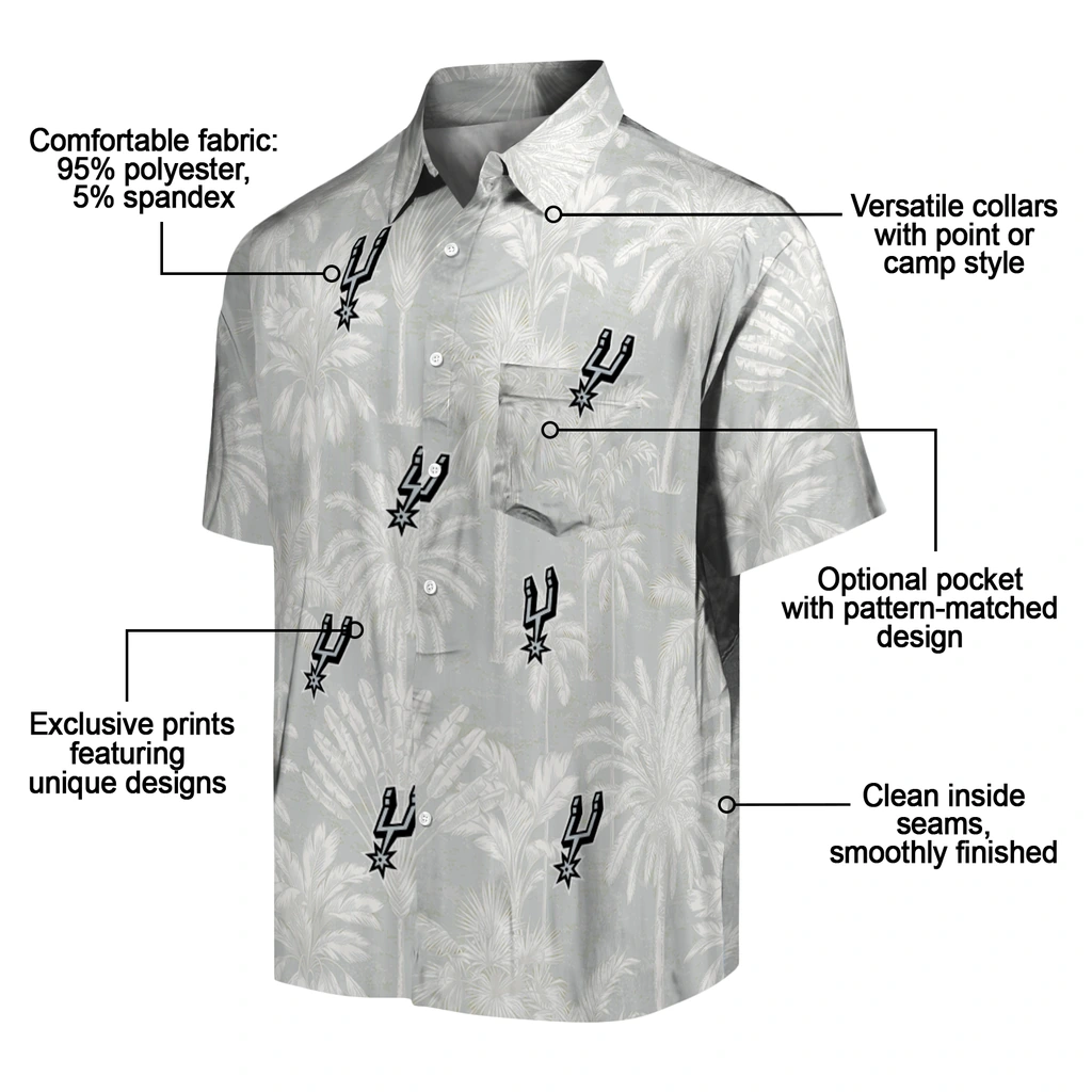San Antonio Spurs Hawaiian Shirt - Vintage Palm Tree san antonio spurs palm shadows silver hawaiian shirts new arrival
