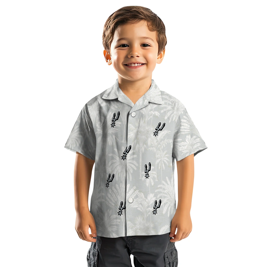 San Antonio Spurs Hawaiian Shirt - Vintage Palm Tree san antonio spurs palm shadows silver hawaiian shirts top rated