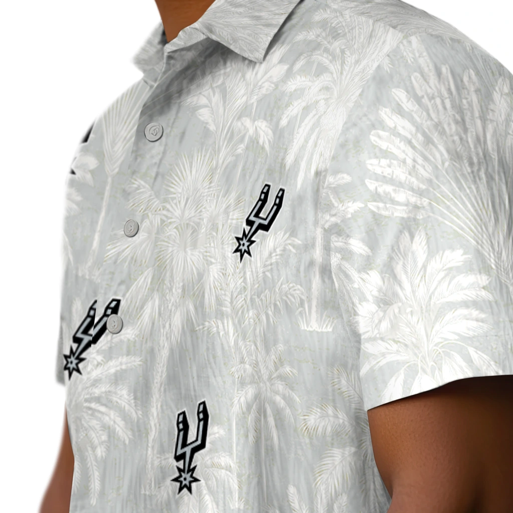 San Antonio Spurs Hawaiian Shirt - Vintage Palm Tree san antonio spurs palm shadows silver hawaiian shirts trendy