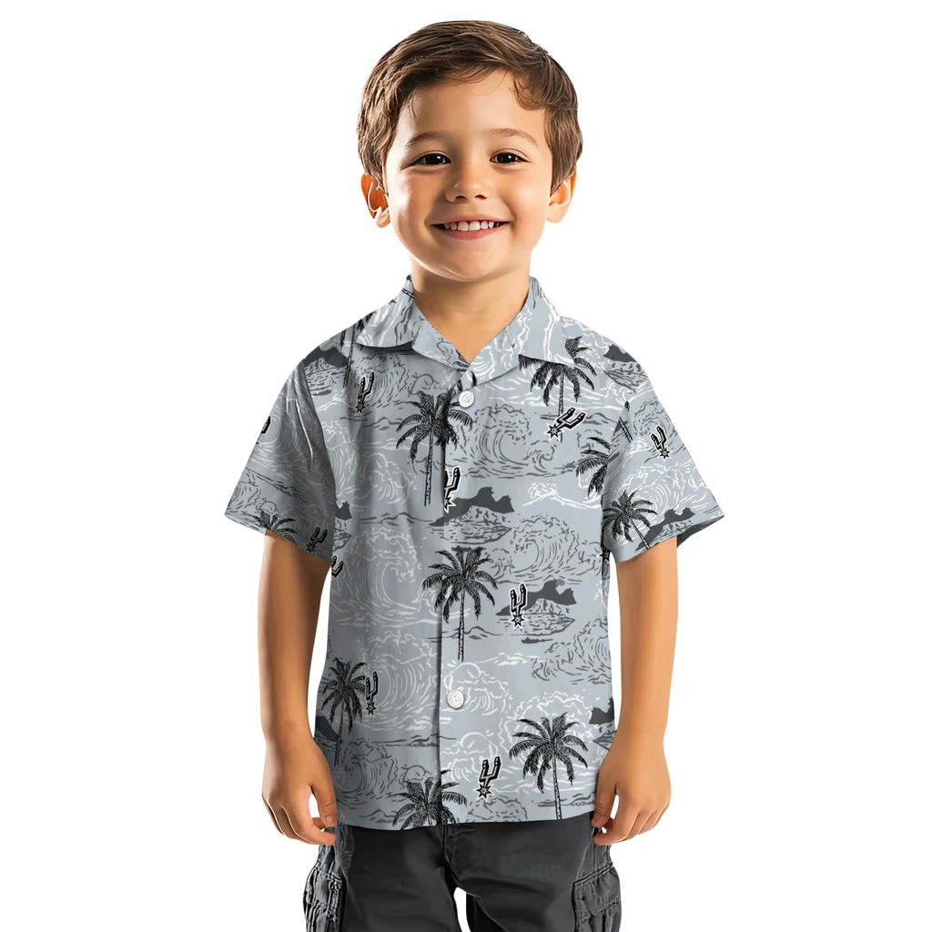 San Antonio Spurs Hawaiian Shirt - Wave Palm san antonio spurs wave palm silver hawaiian shirts top rated
