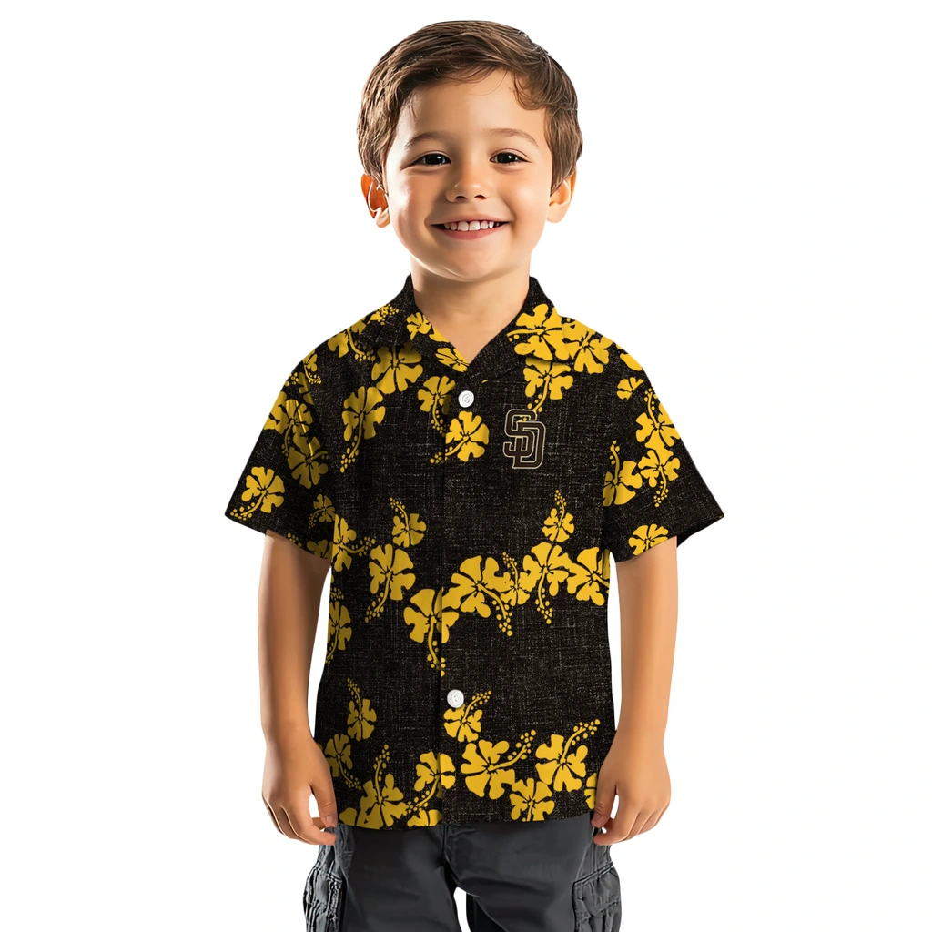 San Diego Padres Hawaiian Shirt - 50th State Flower san diego padres hibiscus petals brown hawaiian shirts top rated