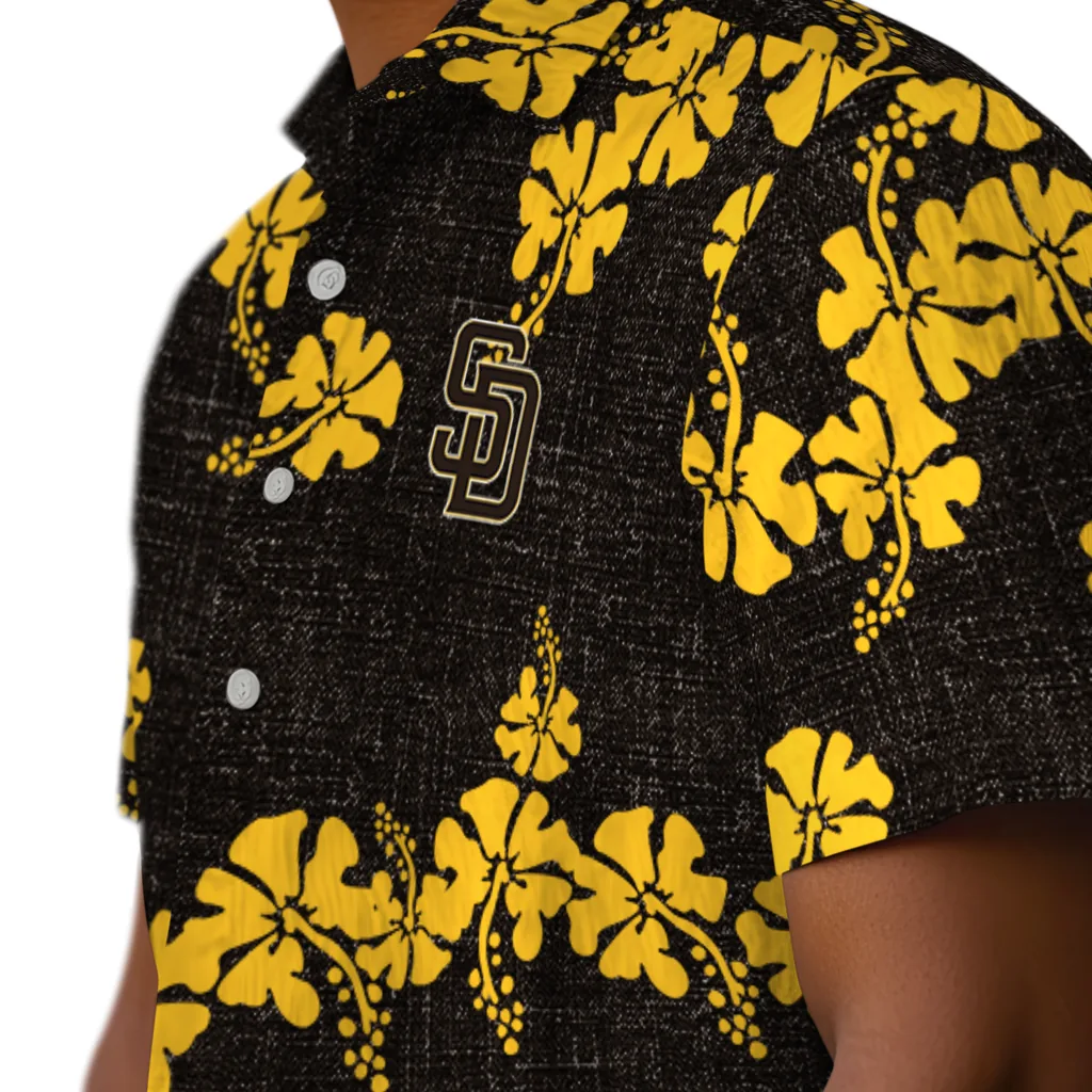 San Diego Padres Hawaiian Shirt - 50th State Flower san diego padres hibiscus petals brown hawaiian shirts trendy