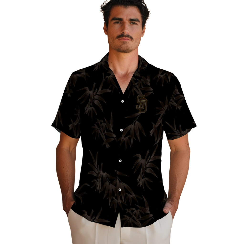 San Diego Padres Hawaiian Shirt - Bamboo Branches san diego padres bamboo branches brown black hawaiian shirts fashion forward
