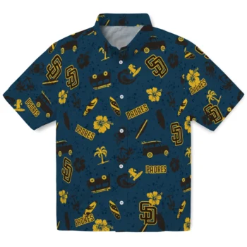 san diego padres beach vibe navy hawaiian shirts best selling