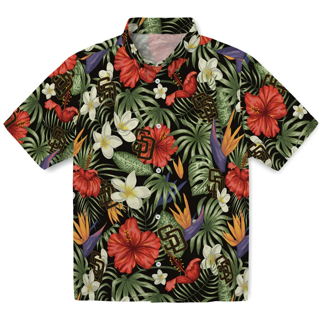 San Diego Padres Hawaiian Shirt - Hawaii Floral Hibiscus san diego padres hibiscus bird hawaiian shirts best selling