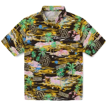 san diego padres flamingo retreat brown hawaiian shirts best selling