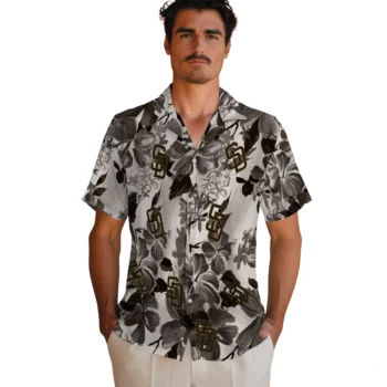san diego padres hibiscus arrangement brown hawaiian shirts fashion forward