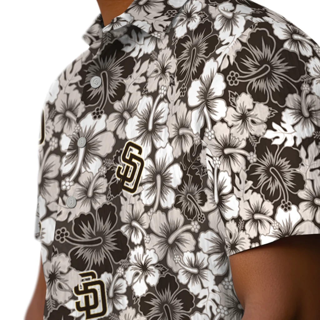 San Diego Padres Hawaiian Shirt - Hibiscus Blooms san diego padres hibiscus blooms brown hawaiian shirts trendy
