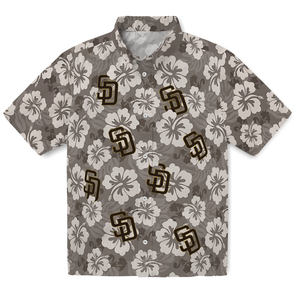 San Diego Padres Hawaiian Shirt - Hibiscus Cluster san diego padres hibiscus cluster brown hawaiian shirts best selling