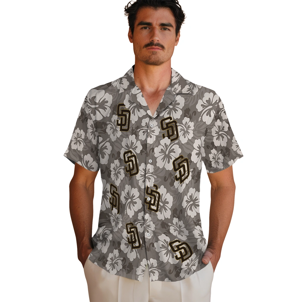 San Diego Padres Hawaiian Shirt - Hibiscus Cluster san diego padres hibiscus cluster brown hawaiian shirts fashion forward