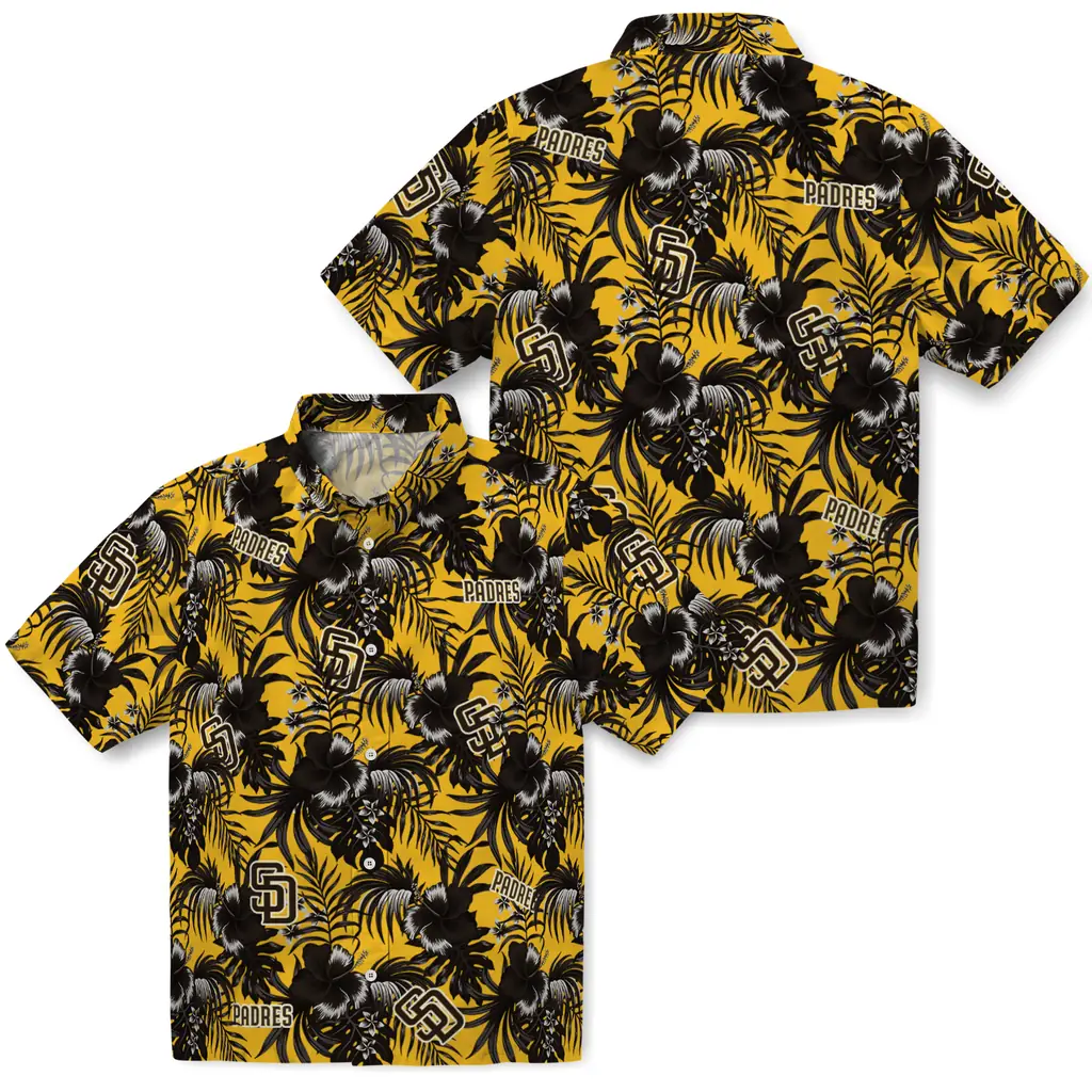 San Diego Padres Hawaiian Shirt - Hibiscus Exotic san diego padres hibiscus exotic brown hawaiian shirts high quality