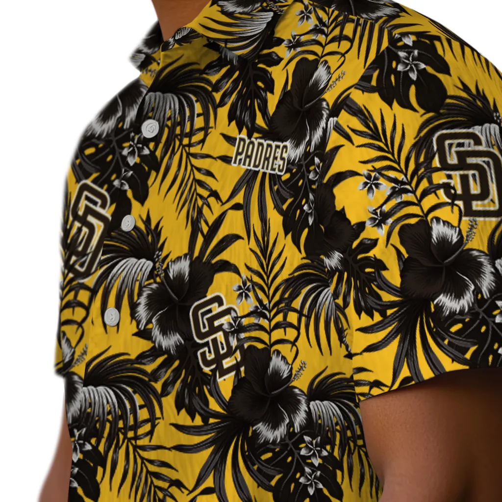 San Diego Padres Hawaiian Shirt - Hibiscus Exotic san diego padres hibiscus exotic brown hawaiian shirts trendy