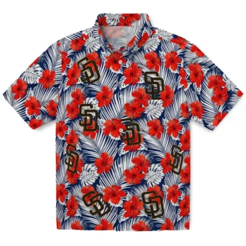san diego padres hibiscus fiesta red royal blue hawaiian shirts best selling