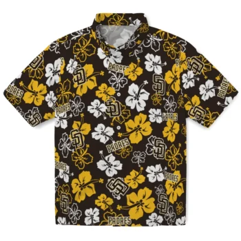 san diego padres hibiscus bloom brown hawaiian shirts best selling