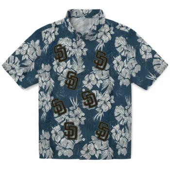 san diego padres hibiscus flowers navy blue hawaiian shirts best selling