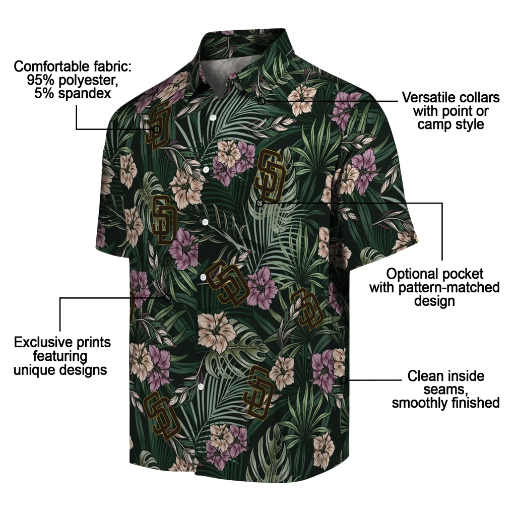 San Diego Padres Hawaiian Shirt - Hibiscus Leaves Pattern san diego padres hibiscus leaves pattern green hawaiian shirts new arrival