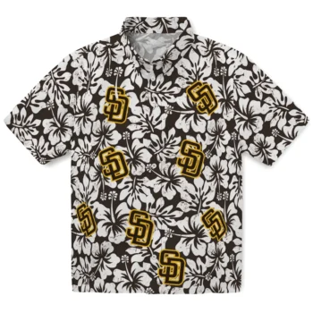 san diego padres hibiscus motif brown white hawaiian shirts best selling