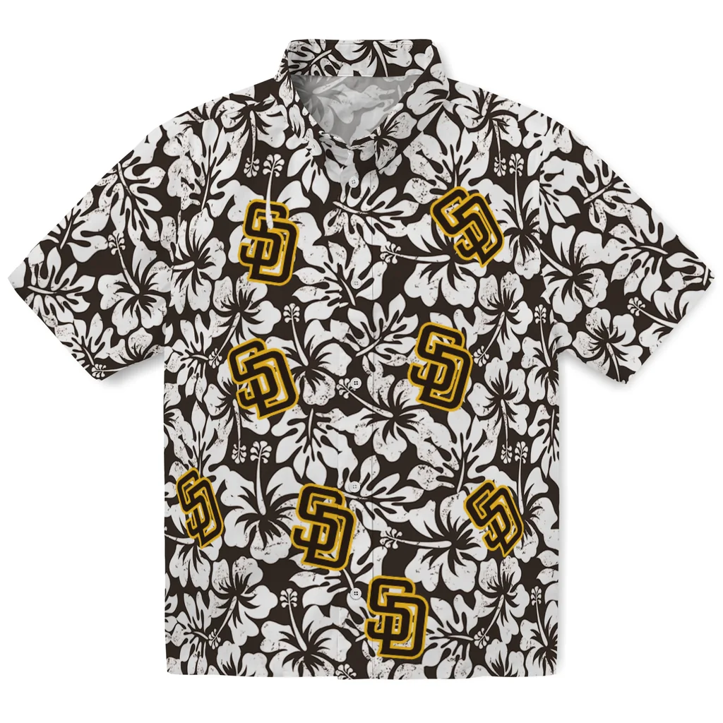 San Diego Padres Hawaiian Shirt - Hibiscus Motif san diego padres hibiscus motif brown white hawaiian shirts best selling