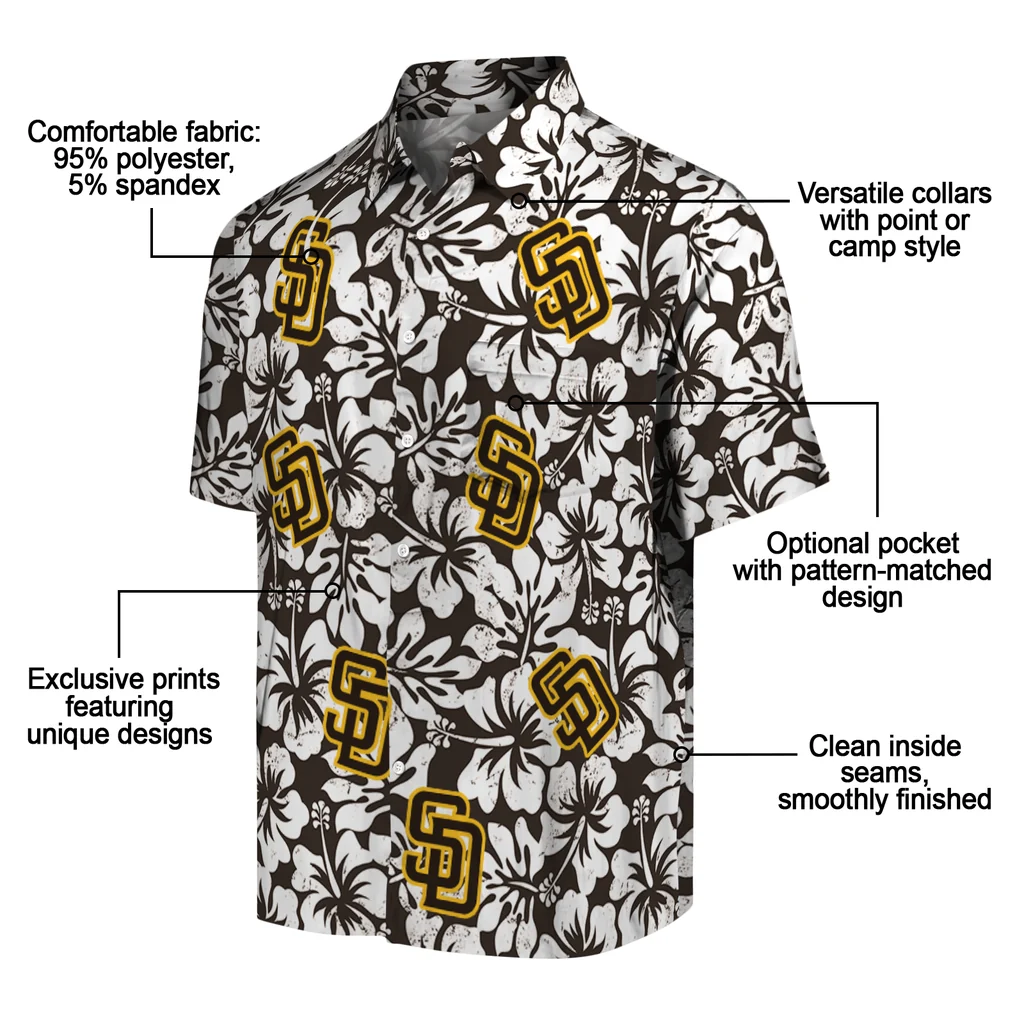 San Diego Padres Hawaiian Shirt - Hibiscus Motif san diego padres hibiscus motif brown white hawaiian shirts new arrival