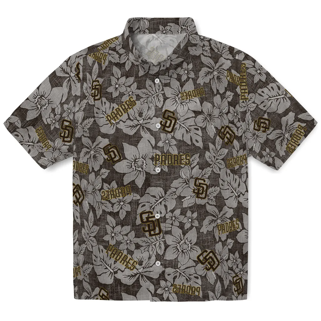 San Diego Padres Hawaiian Shirt - Hibiscus Oasis san diego padres hibiscus oasis brown hawaiian shirts best selling